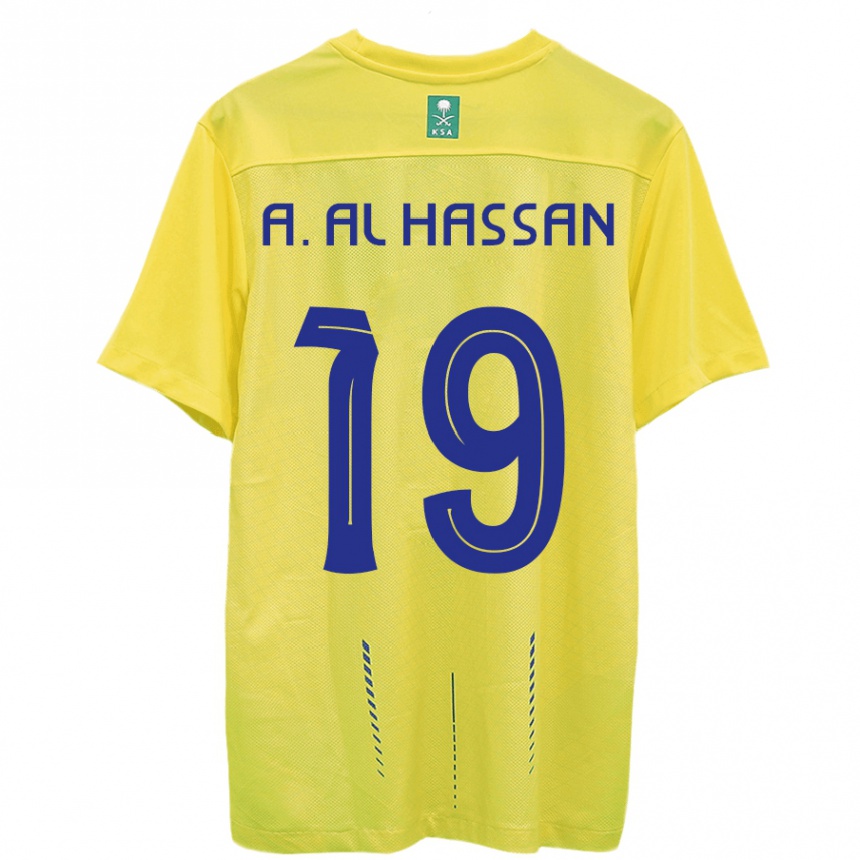 Men  Ali Al-Hassan #19 Yellow Home Jersey 2023/24 T-Shirt