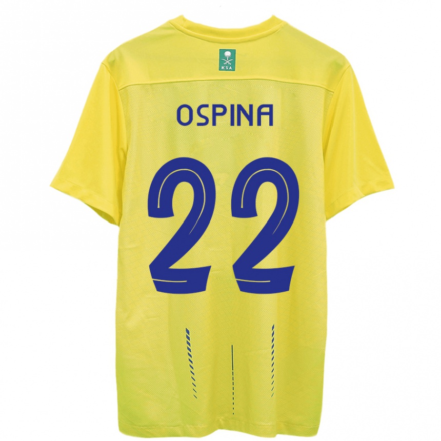 Men  David Ospina #22 Yellow Home Jersey 2023/24 T-Shirt