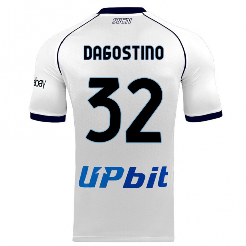 Men  Giuseppe Dagostino #32 White Away Jersey 2023/24 T-Shirt