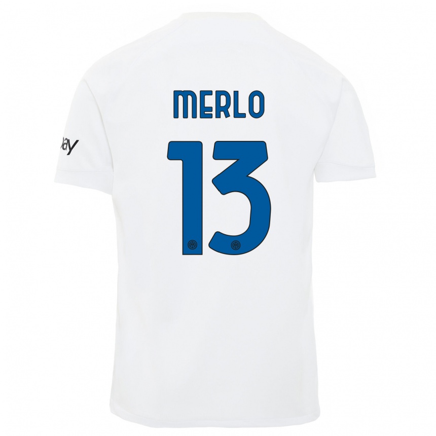 Men  Beatrice Merlo #13 White Away Jersey 2023/24 T-Shirt