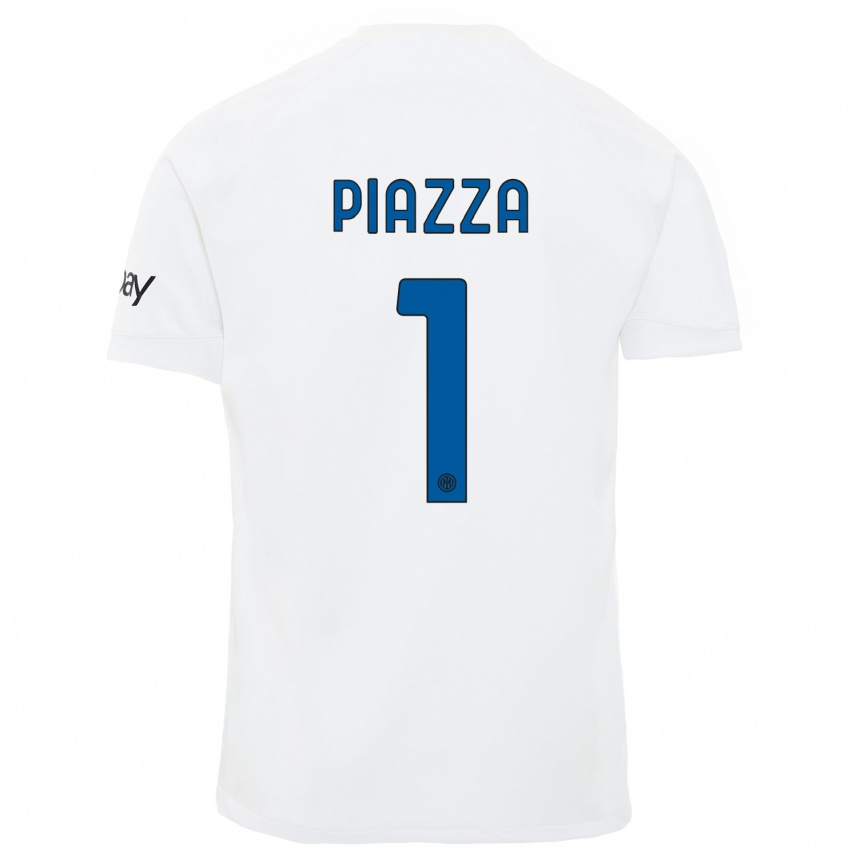 Men  Alessia Piazza #1 White Away Jersey 2023/24 T-Shirt