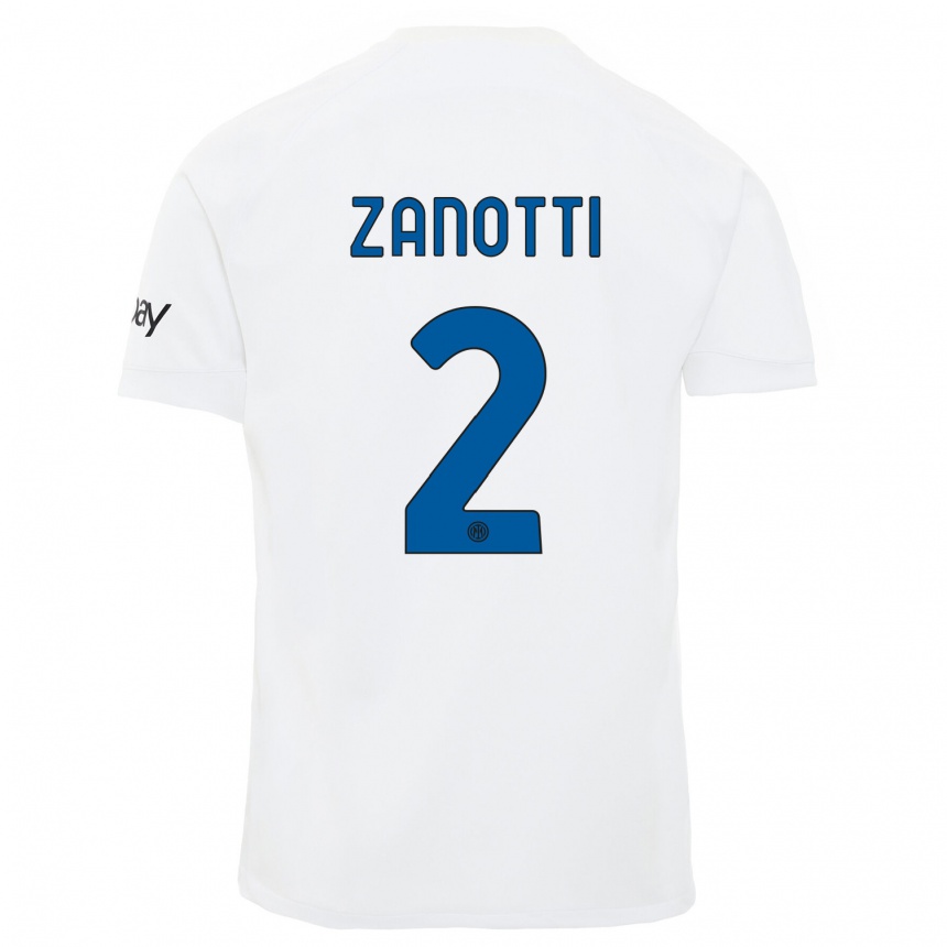Men  Mattia Zanotti #2 White Away Jersey 2023/24 T-Shirt