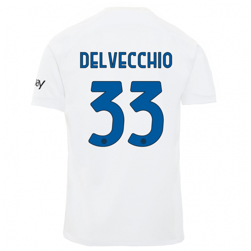 Men  Gabriele Delvecchio #33 White Away Jersey 2023/24 T-Shirt