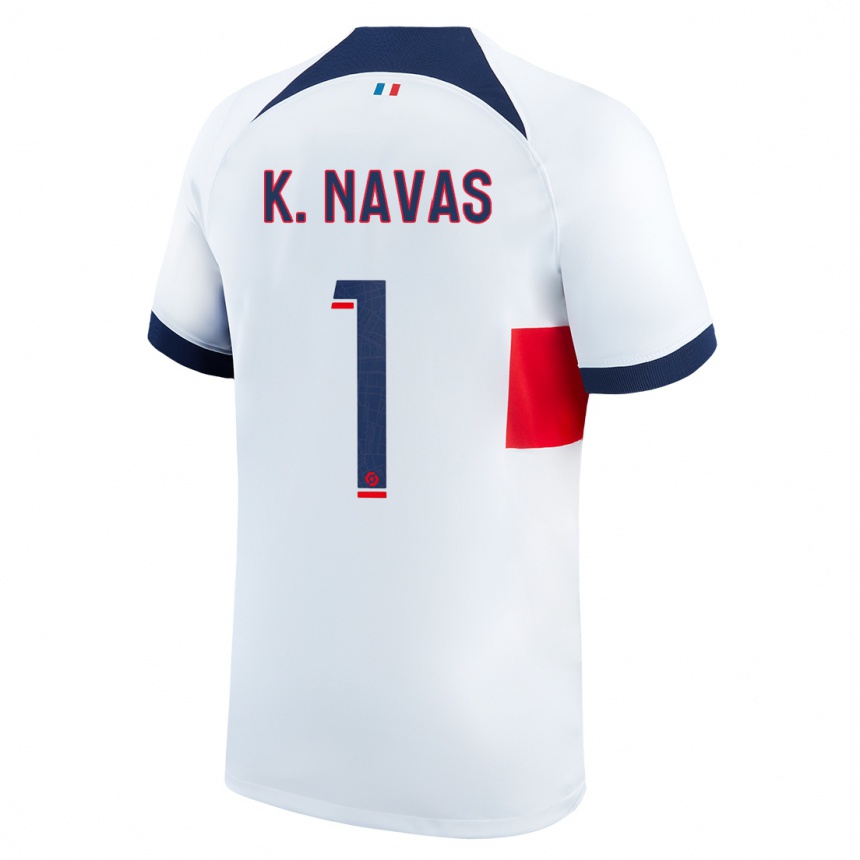 Men  Keylor Navas #1 White Away Jersey 2023/24 T-Shirt