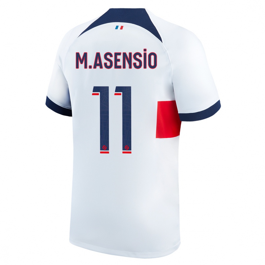 Men  Marco Asensio #11 White Away Jersey 2023/24 T-Shirt