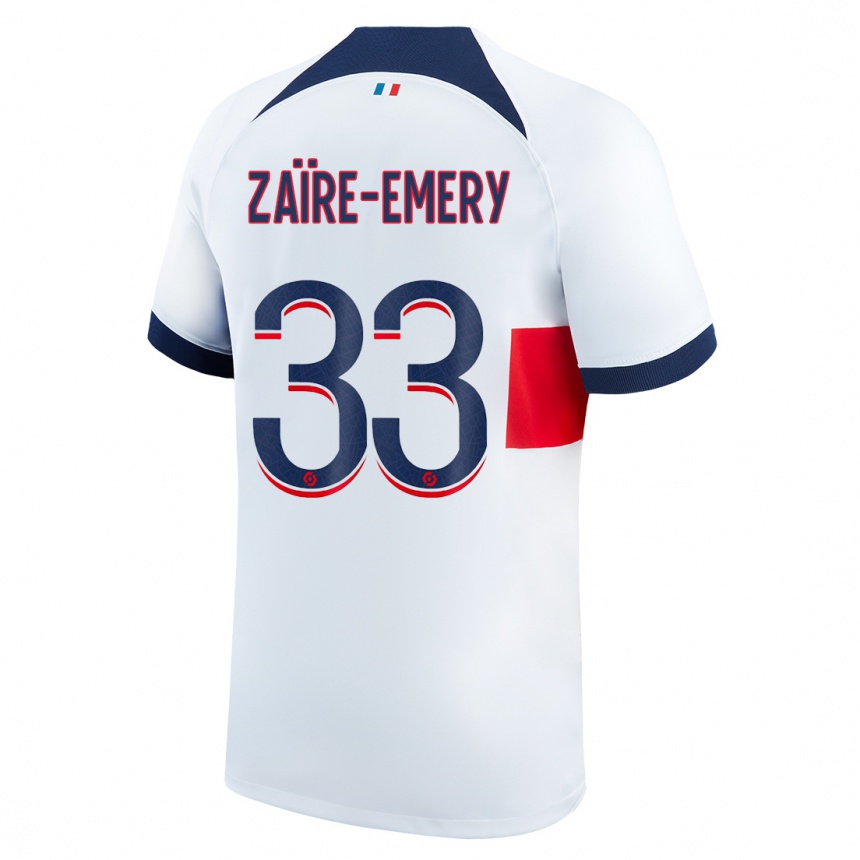 Men  Warren Zaire Emery #33 White Away Jersey 2023/24 T-Shirt