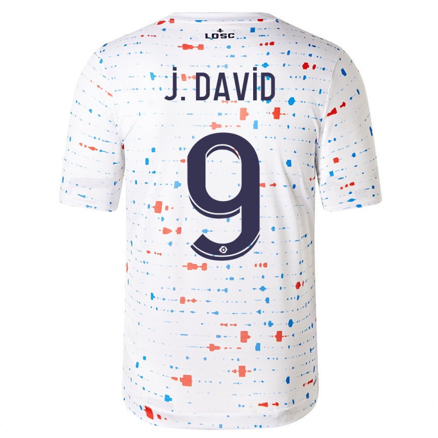 Men  Jonathan David #9 White Away Jersey 2023/24 T-Shirt