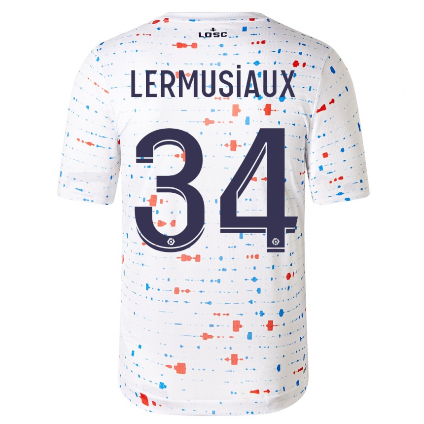Men  Chrystal Lermusiaux #34 White Away Jersey 2023/24 T-Shirt