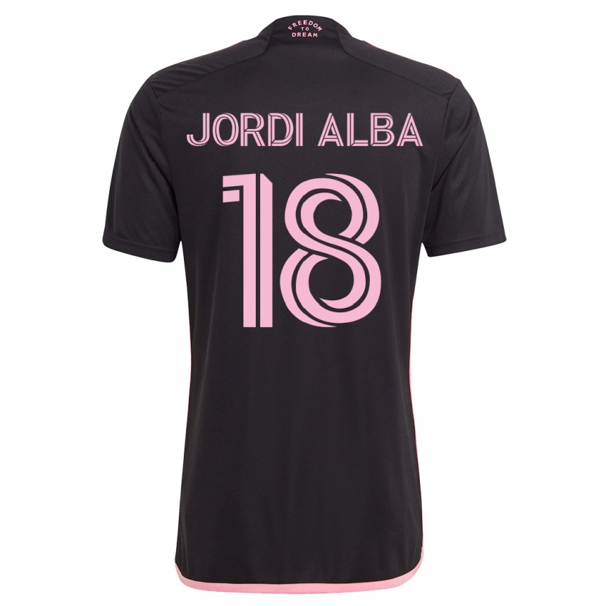 Men  Jordi Alba #18 Black Away Jersey 2023/24 T-Shirt