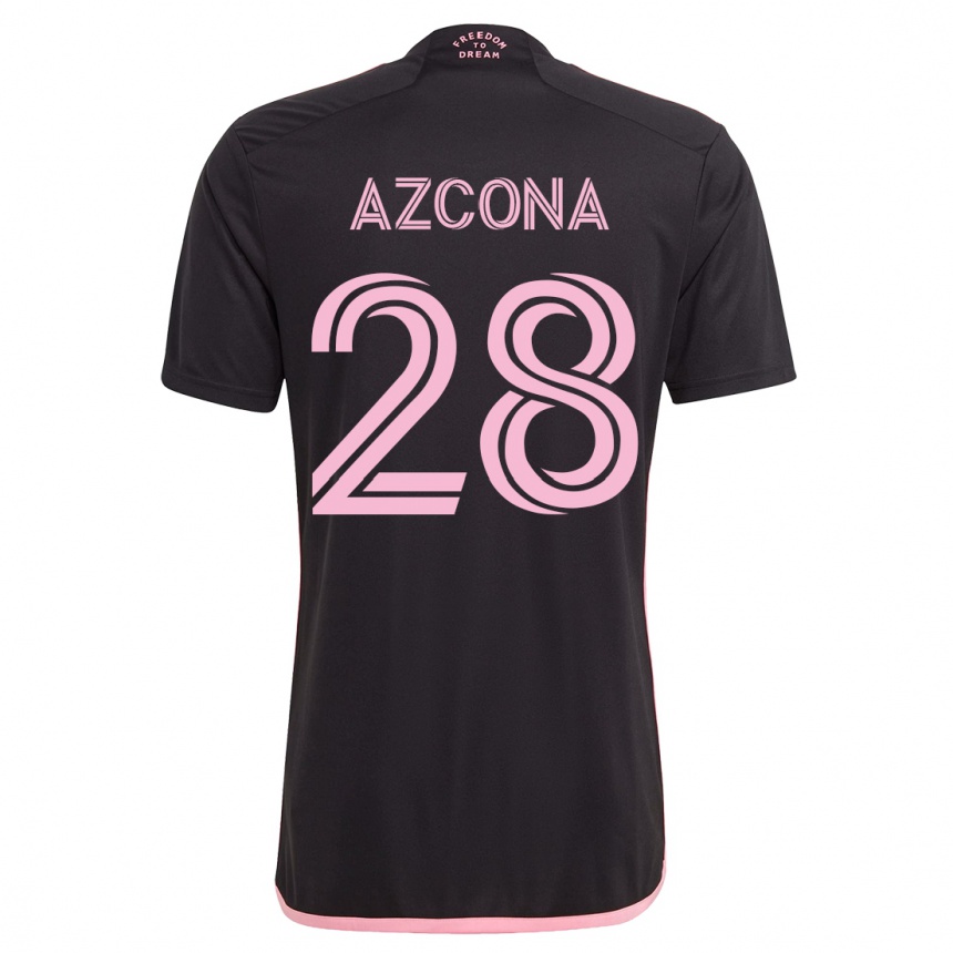 Men  Edison Azcona #28 Black Away Jersey 2023/24 T-Shirt