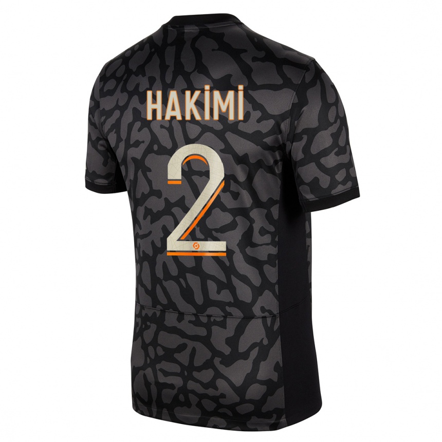 Men  Achraf Hakimi #2 Black Third Jersey 2023/24 T-Shirt