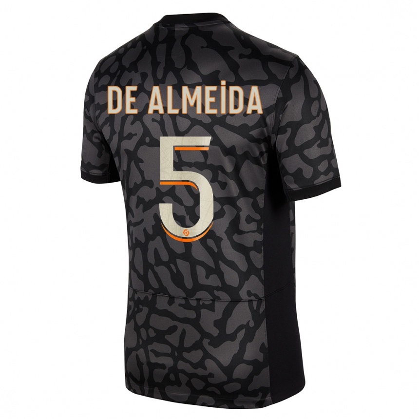 Men  Elisa De Almeida #5 Black Third Jersey 2023/24 T-Shirt