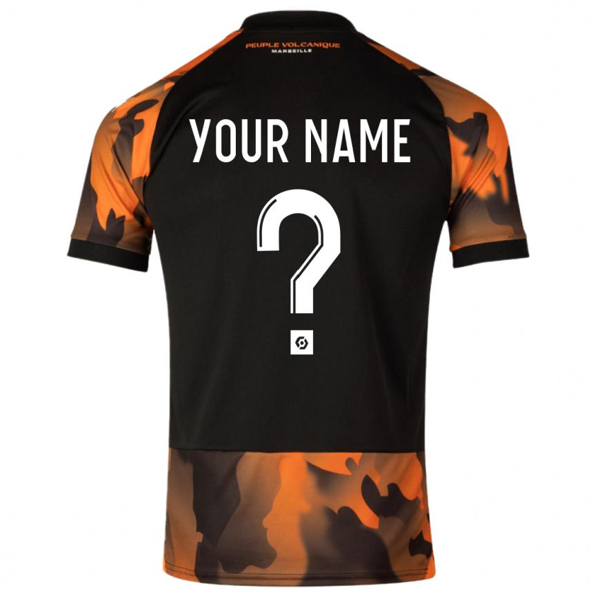 Men  Your Name #0 Black Orange Third Jersey 2023/24 T-Shirt