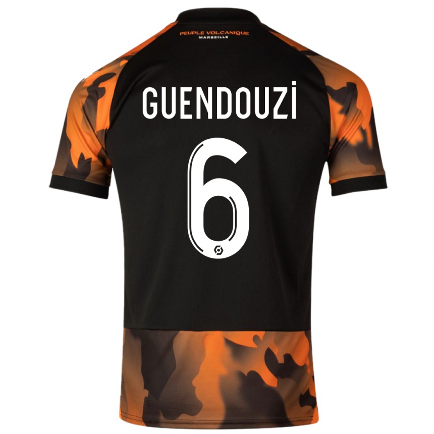 Men  Matteo Guendouzi #6 Black Orange Third Jersey 2023/24 T-Shirt