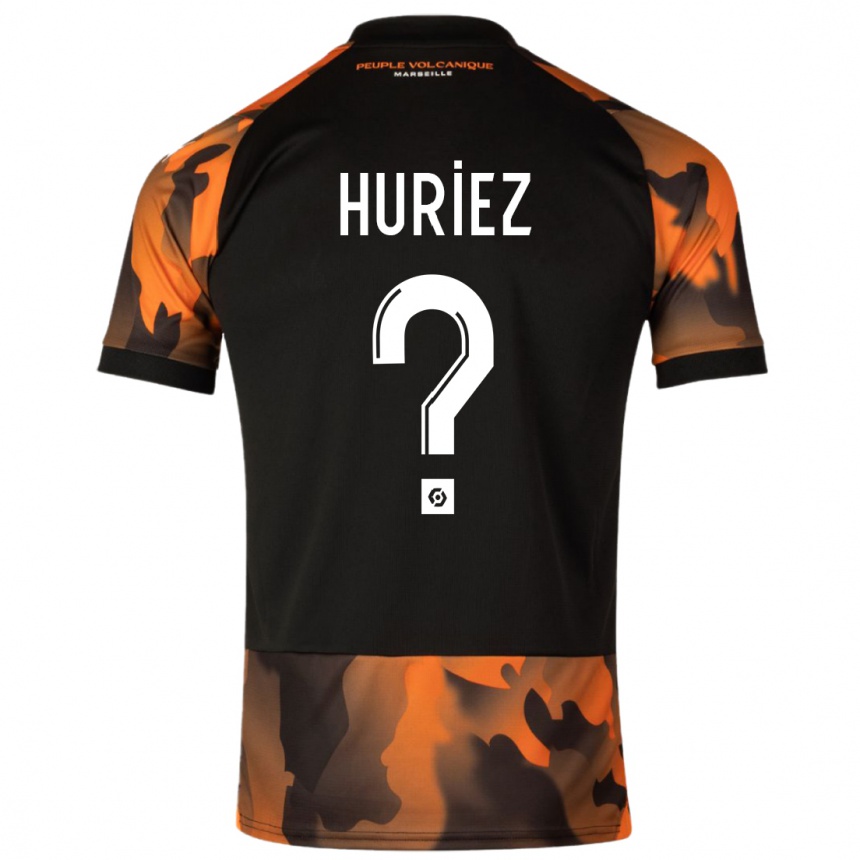 Men  Evan Huriez #0 Black Orange Third Jersey 2023/24 T-Shirt