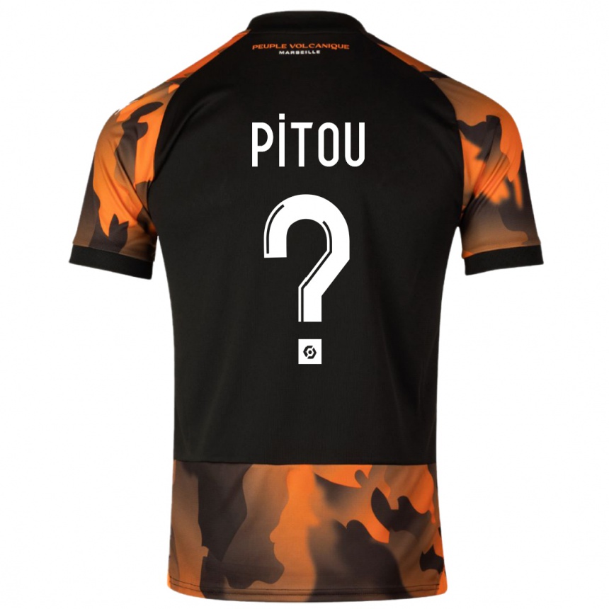 Men  Jonathan Pitou #0 Black Orange Third Jersey 2023/24 T-Shirt