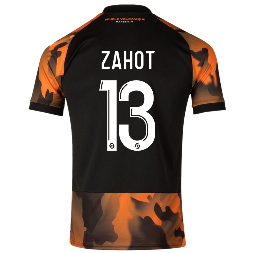 Men  Sarah Zahot #13 Black Orange Third Jersey 2023/24 T-Shirt