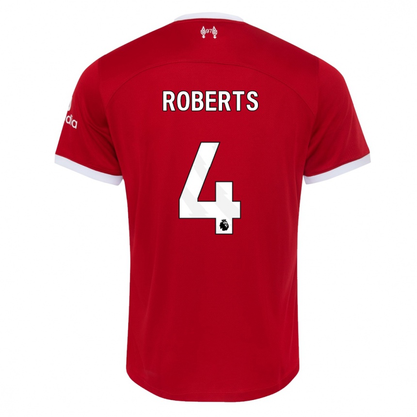 Women  Rhiannon Roberts #4 Red Home Jersey 2023/24 T-Shirt