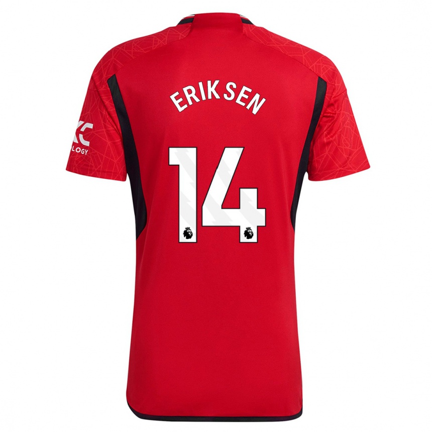 Women  Christian Eriksen #14 Red Home Jersey 2023/24 T-Shirt