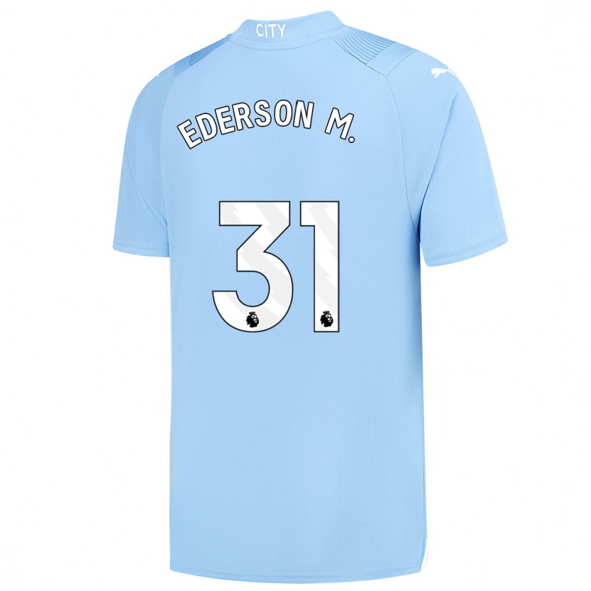 Women  Ederson Moraes #31 Light Blue Home Jersey 2023/24 T-Shirt