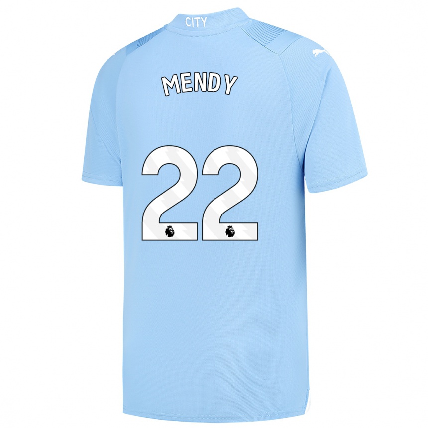 Women  Benjamin Mendy #22 Light Blue Home Jersey 2023/24 T-Shirt
