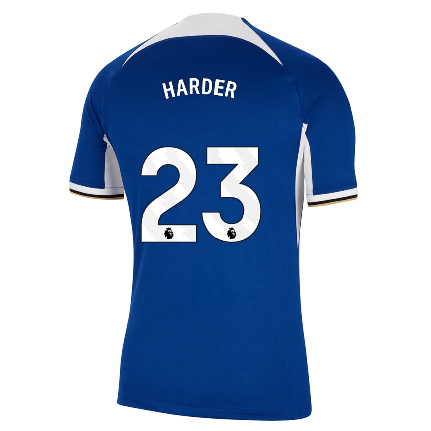 Women  Pernille Harder #23 Blue Home Jersey 2023/24 T-Shirt
