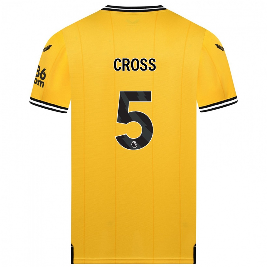Women  Emma Cross #5 Yellow Home Jersey 2023/24 T-Shirt