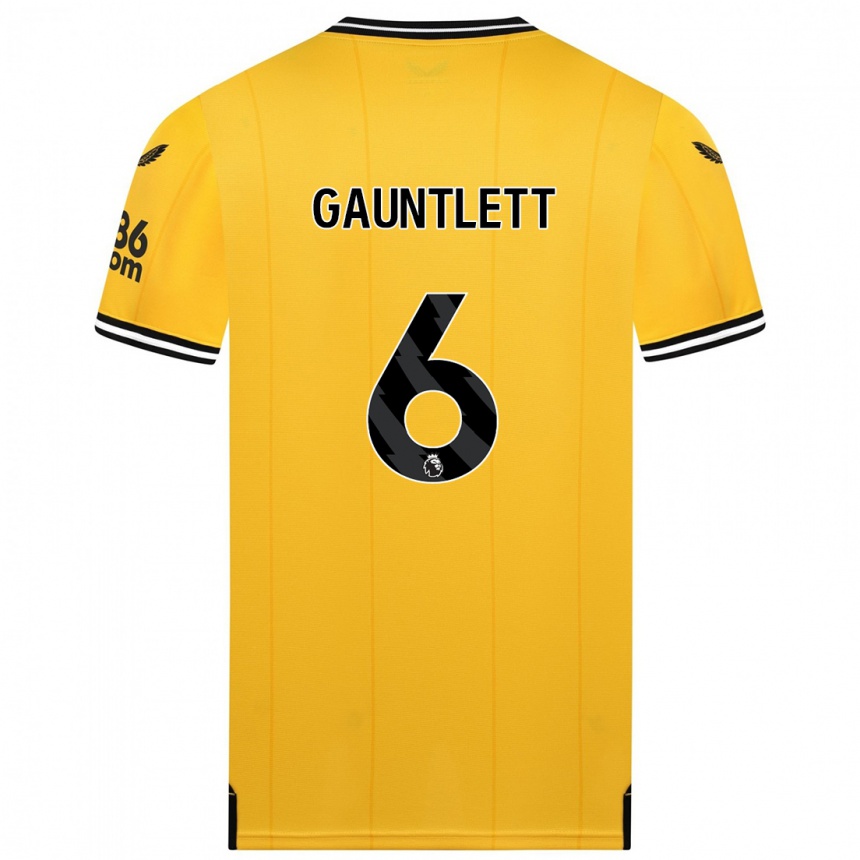 Women  Maz Gauntlett #6 Yellow Home Jersey 2023/24 T-Shirt