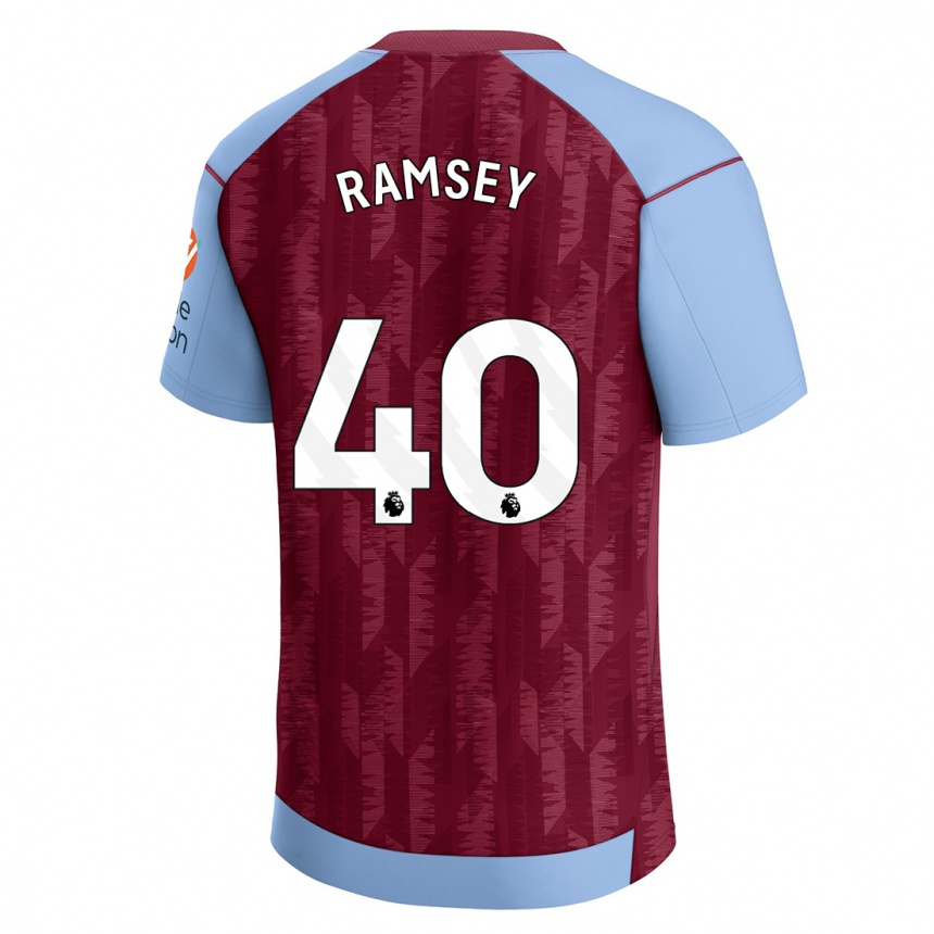 Women  Aaron Ramsey #40 Claret Blue Home Jersey 2023/24 T-Shirt