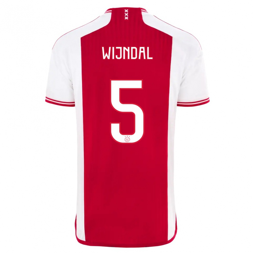 Women  Owen Wijndal #5 Red White Home Jersey 2023/24 T-Shirt