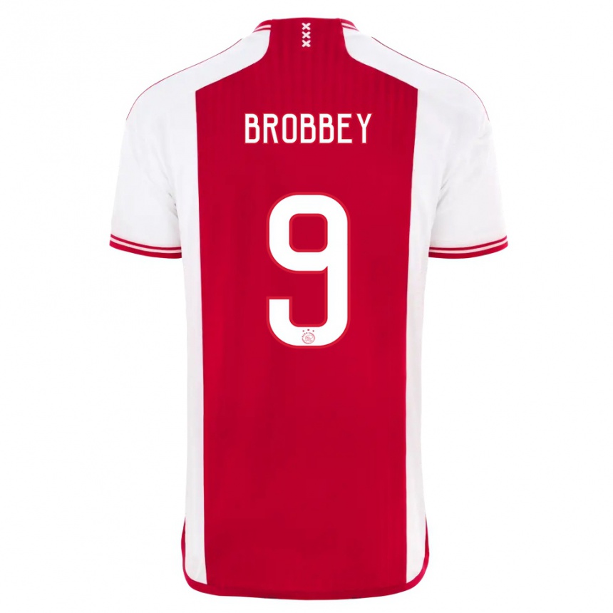 Women  Brian Brobbey #9 Red White Home Jersey 2023/24 T-Shirt