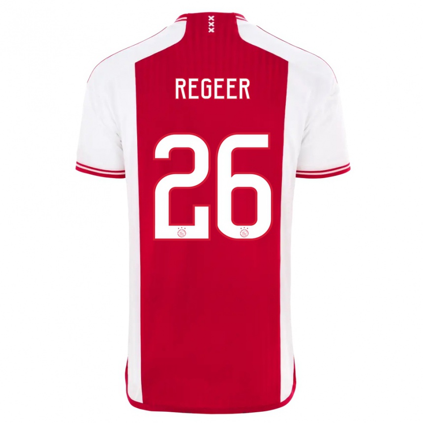 Women  Youri Regeer #26 Red White Home Jersey 2023/24 T-Shirt