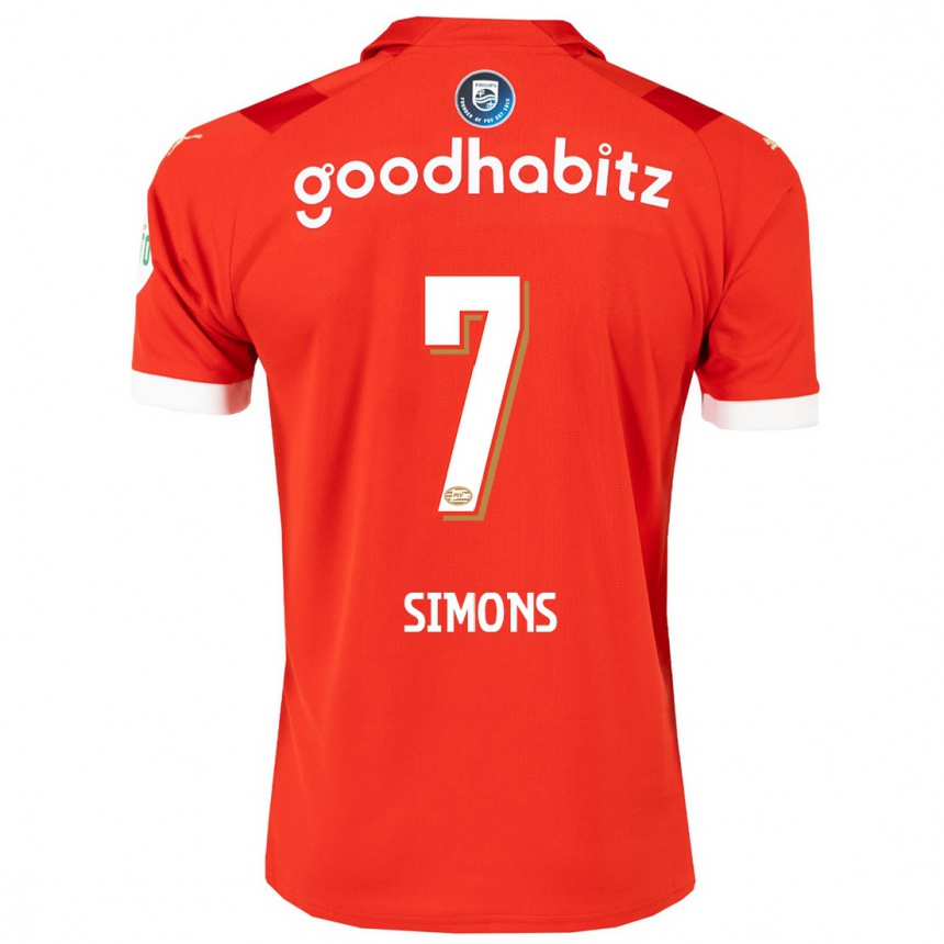 Women  Xavi Simons #7 Red Home Jersey 2023/24 T-Shirt