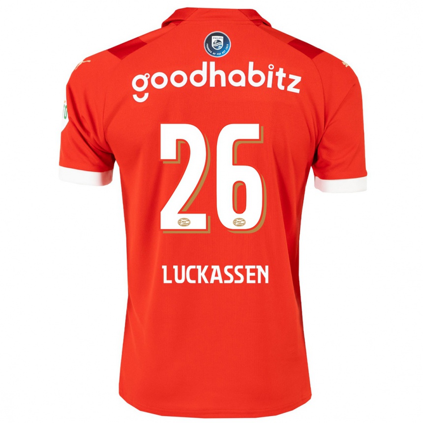 Women  Derrick Luckassen #26 Red Home Jersey 2023/24 T-Shirt