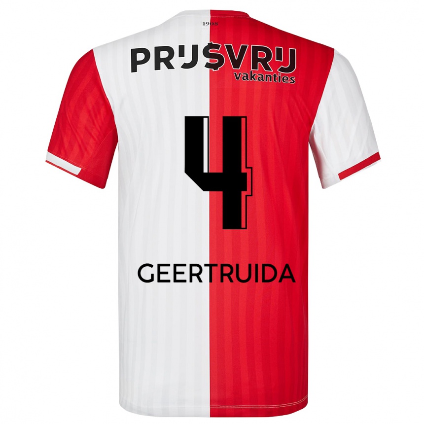 Women  Lutsharel Geertruida #4 Red White Home Jersey 2023/24 T-Shirt