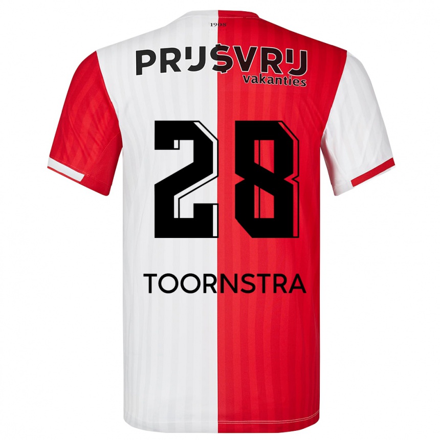 Women  Jens Toornstra #28 Red White Home Jersey 2023/24 T-Shirt