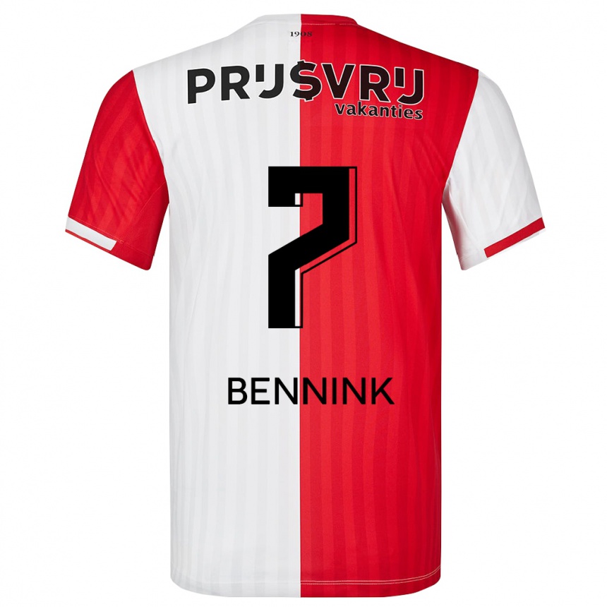 Women  Maxime Bennink #7 Red White Home Jersey 2023/24 T-Shirt