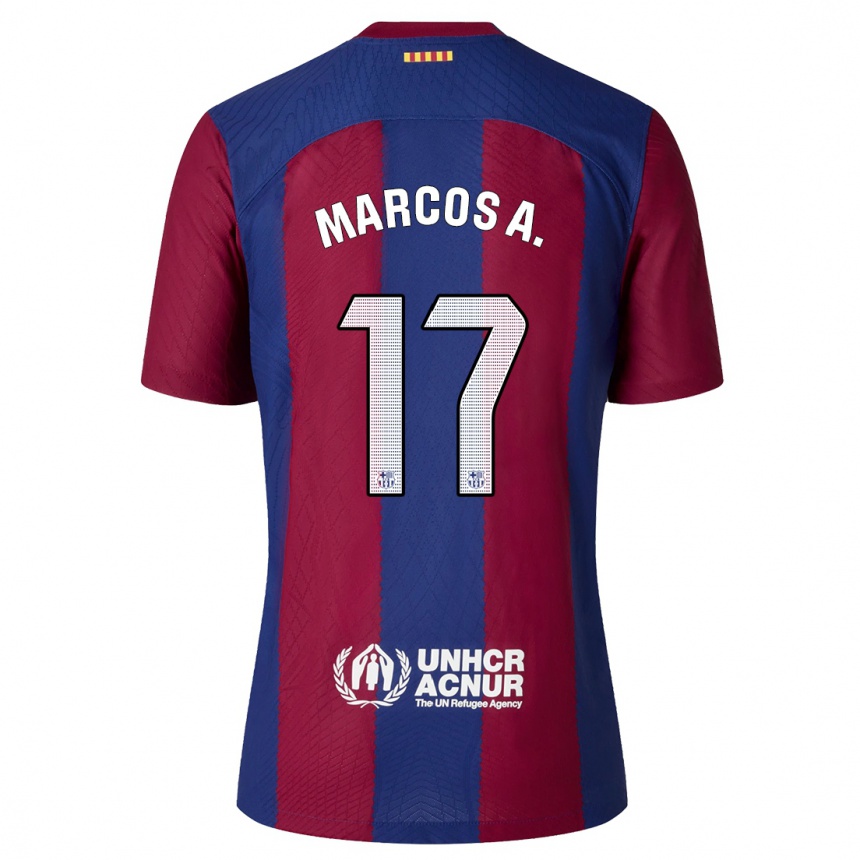 Women  Marcos Alonso #17 Red Blue Home Jersey 2023/24 T-Shirt