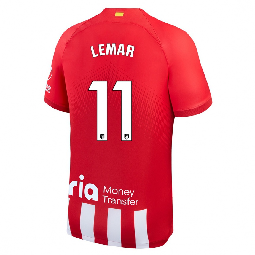 Women  Thomas Lemar #11 Red White Home Jersey 2023/24 T-Shirt