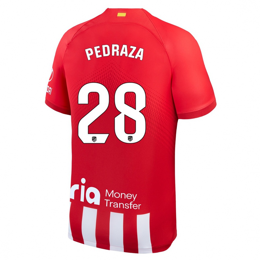 Women  Alfredo Pedraza #28 Red White Home Jersey 2023/24 T-Shirt