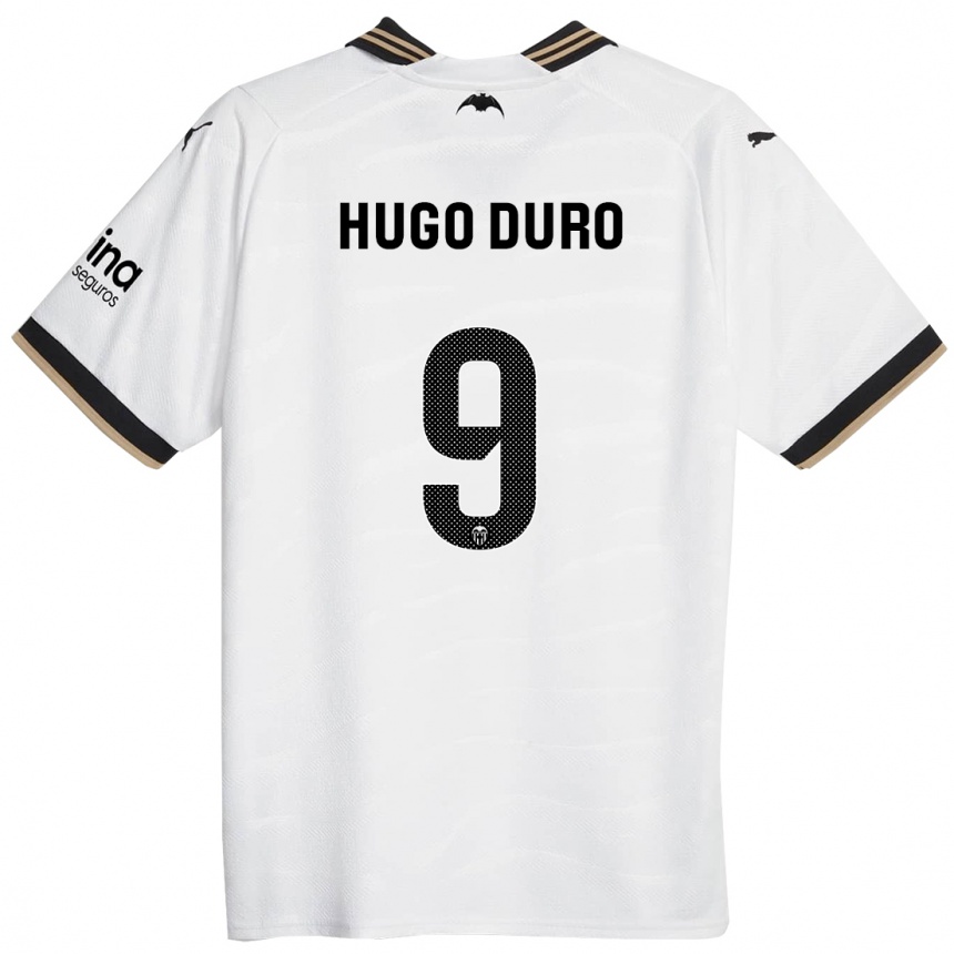 Women  Hugo Duro #9 White Home Jersey 2023/24 T-Shirt