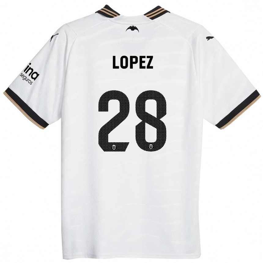 Women  Saray Lopez #28 White Home Jersey 2023/24 T-Shirt