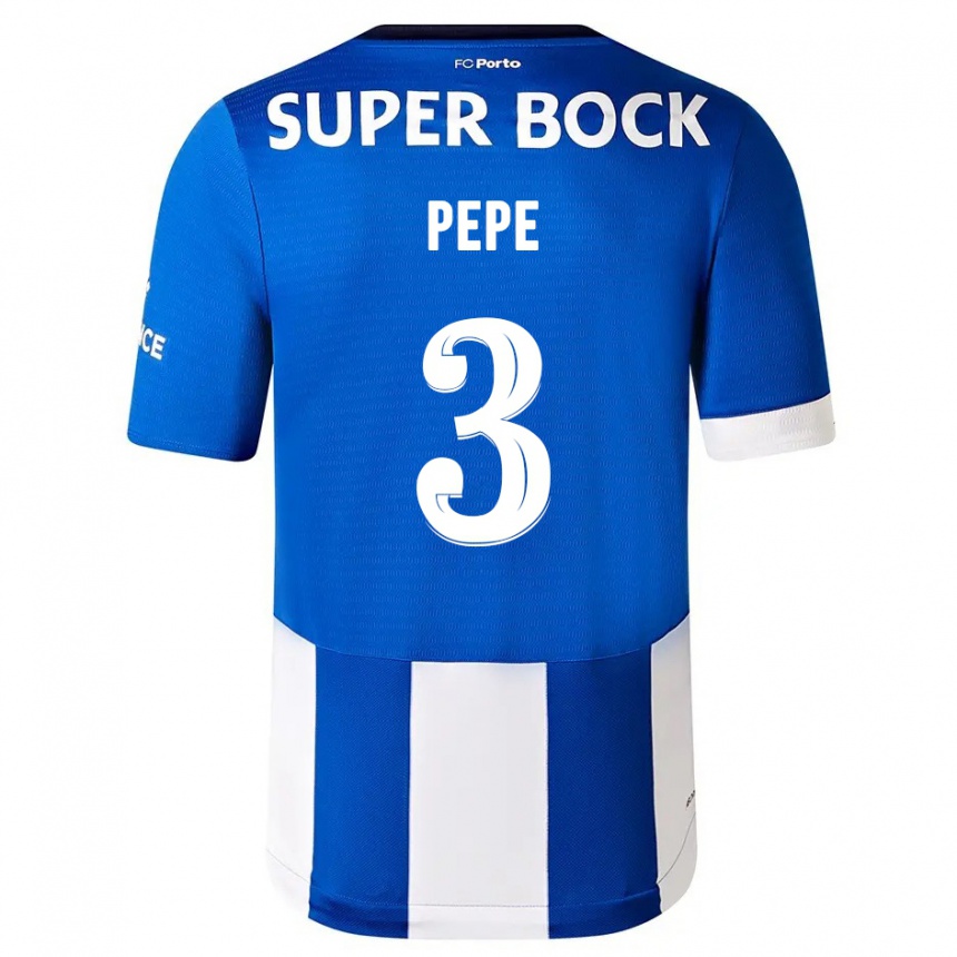 Women  Pepe #3 Blue White Home Jersey 2023/24 T-Shirt