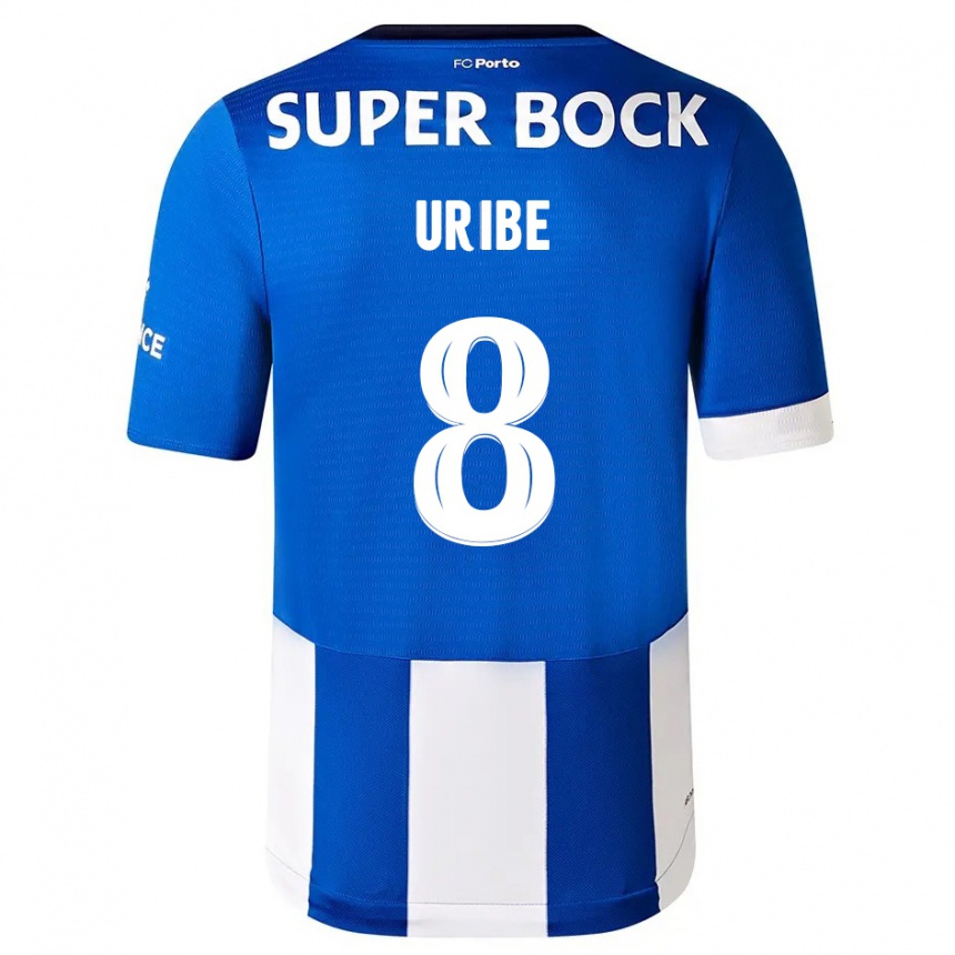 Women  Mateus Uribe #8 Blue White Home Jersey 2023/24 T-Shirt