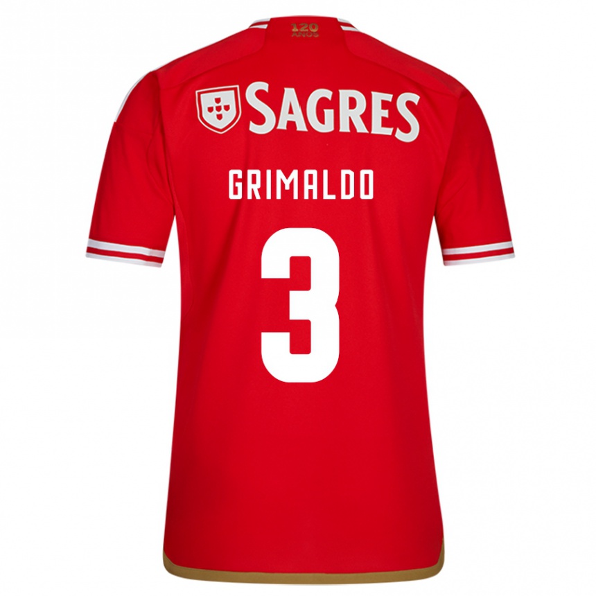 Women  Alejandro Grimaldo #3 Red Home Jersey 2023/24 T-Shirt