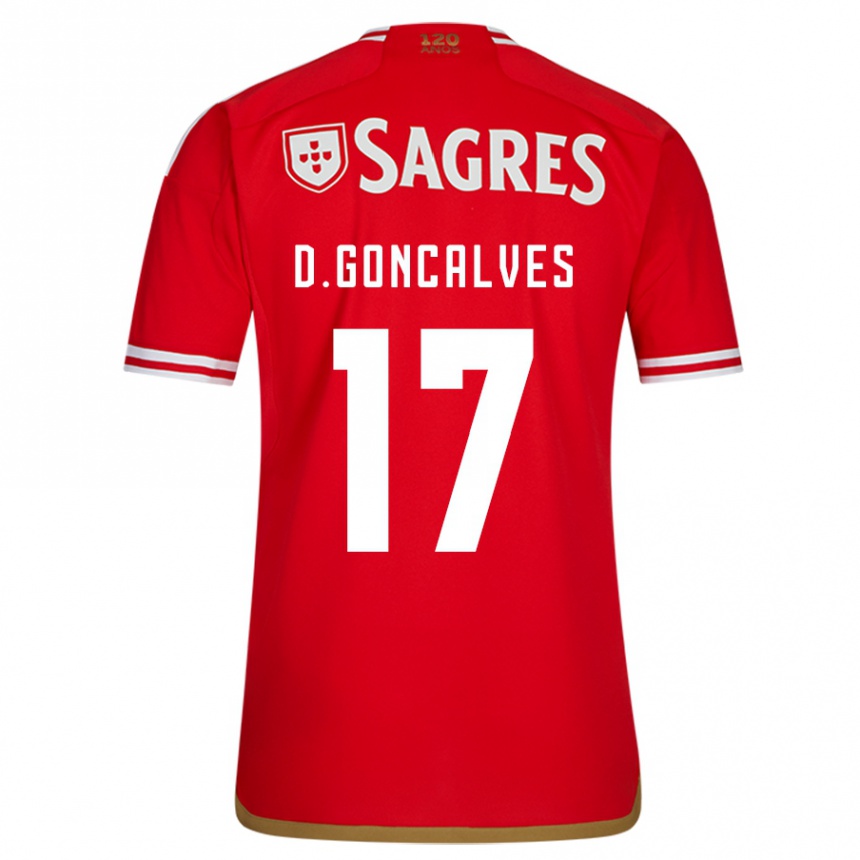 Women  Diogo Goncalves #17 Red Home Jersey 2023/24 T-Shirt