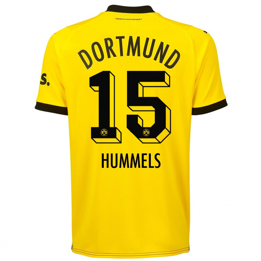 Women  Mats Hummels #15 Yellow Home Jersey 2023/24 T-Shirt