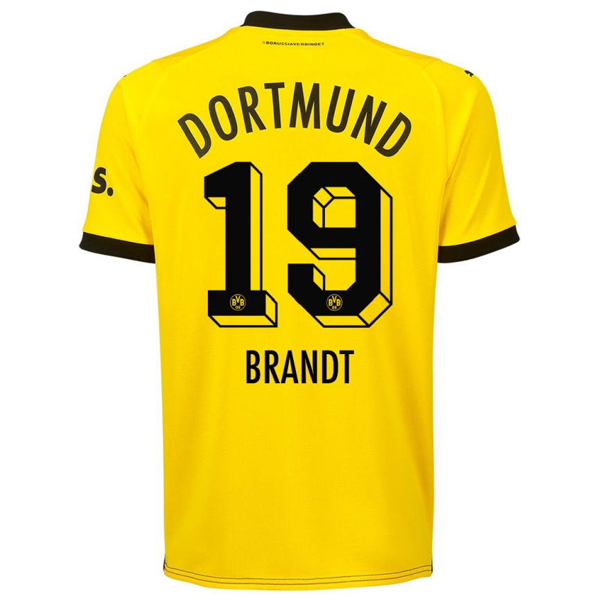Women  Julian Brandt #19 Yellow Home Jersey 2023/24 T-Shirt