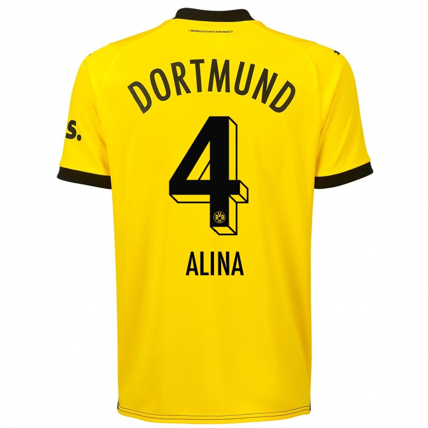 Women  Grijseels Alina #4 Yellow Home Jersey 2023/24 T-Shirt