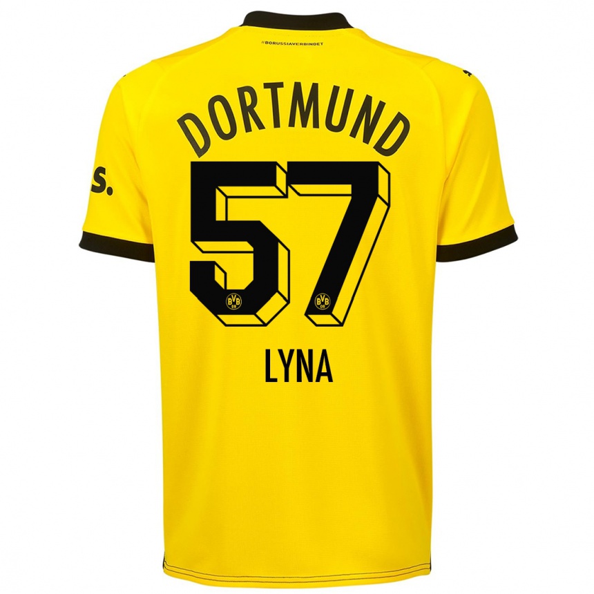 Women  Schwarz Lyna #57 Yellow Home Jersey 2023/24 T-Shirt